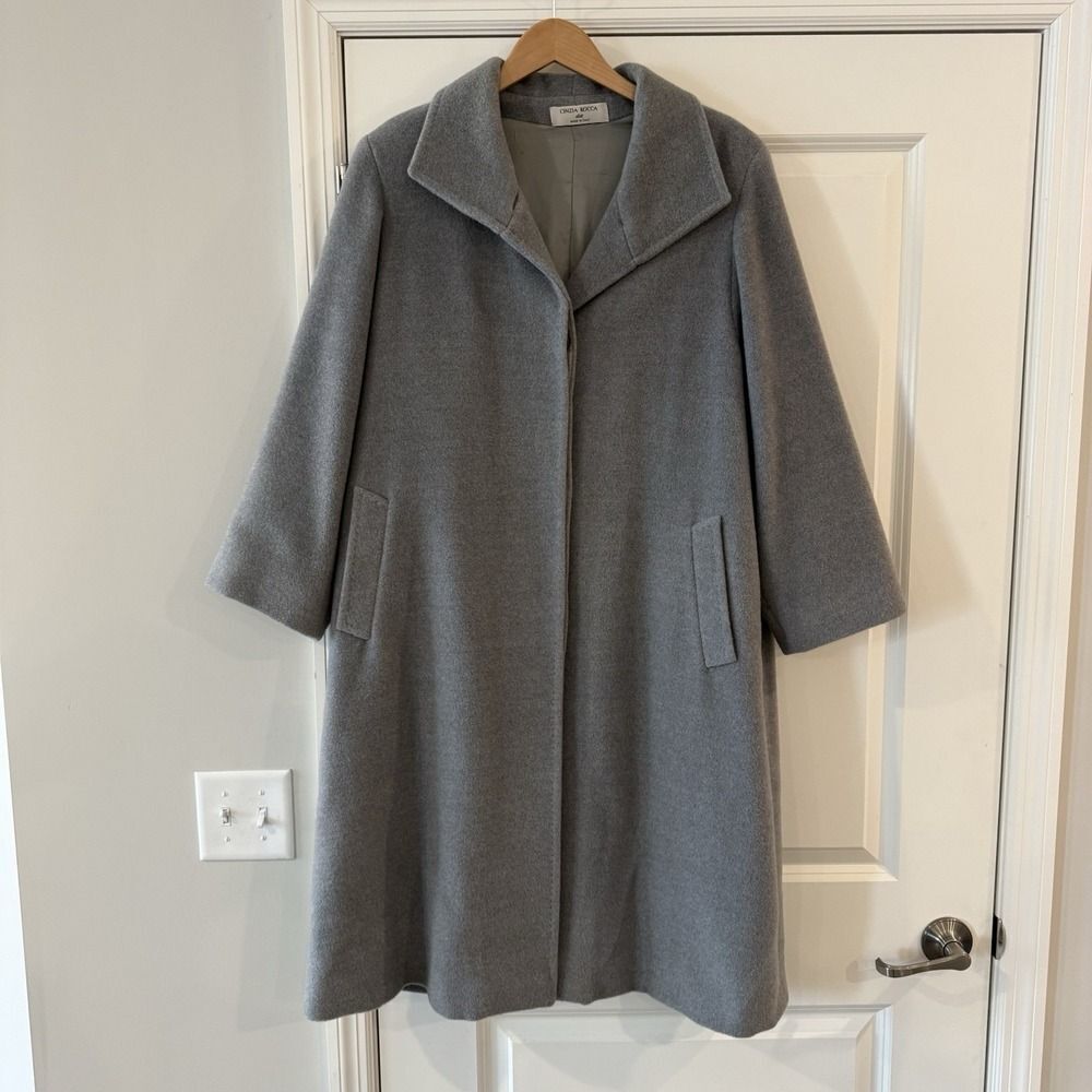 CINZIA ROCCA Coat Medium Wool Blend Grey Made in Italy EUC Long
